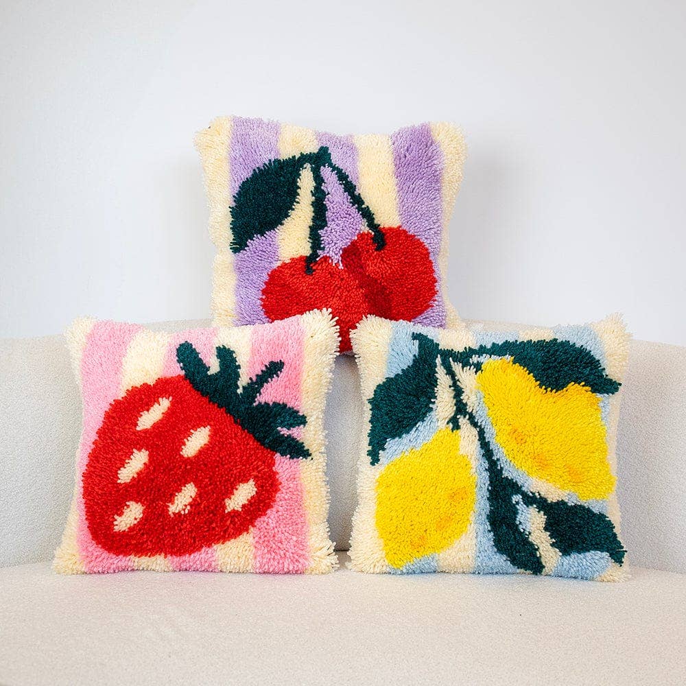Cherry Ripe | Stripes | Latch Hook Cushion Kit