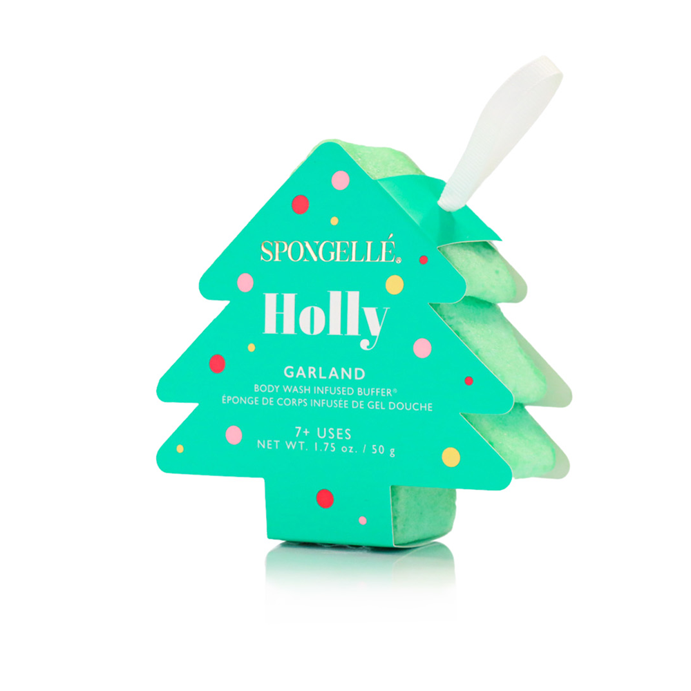 Spongelle | Holly Garland Holiday Tree | Body Buffer