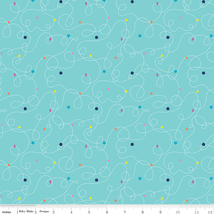 Effervescence Squiggles Aqua 9m Bolt
