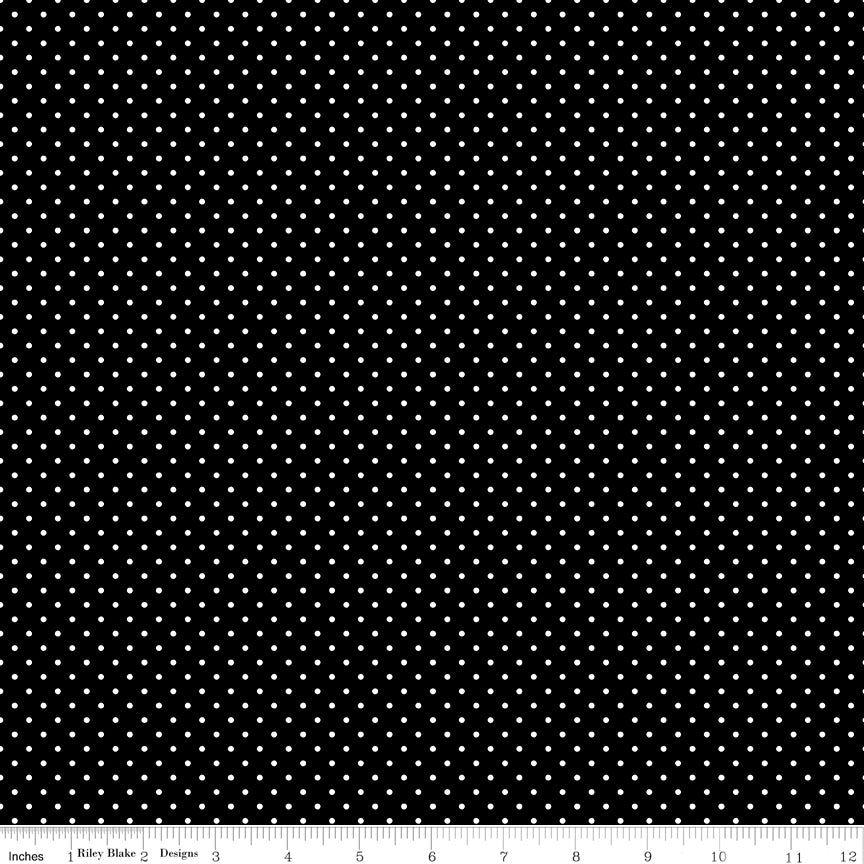 Swiss Dot White Dot on Black