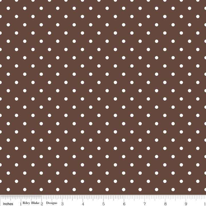 Swiss Dot White on Brown