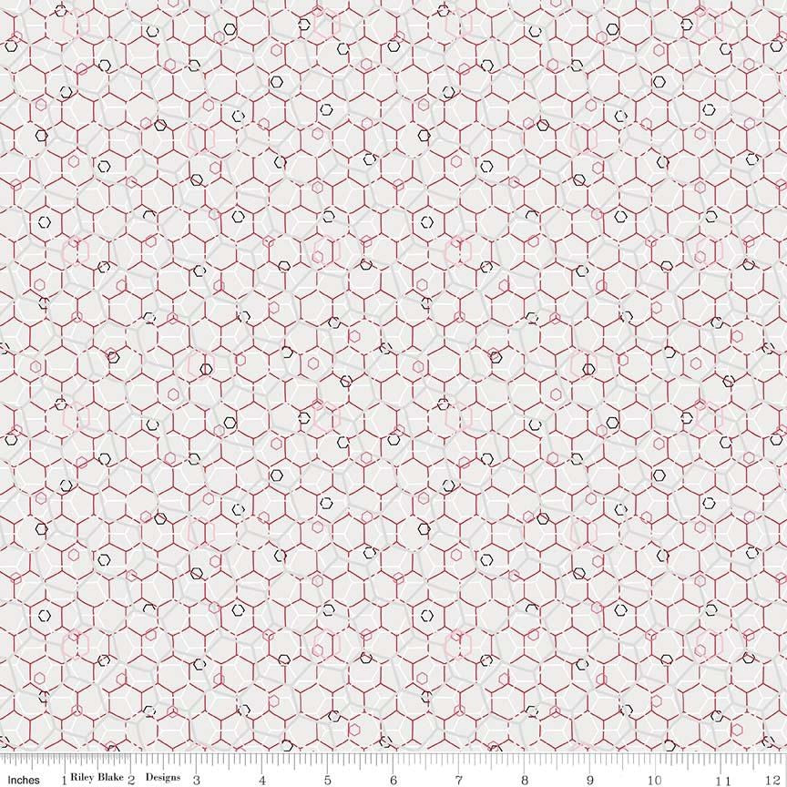 Panda Love Hexies Light Gray 9m Bolt