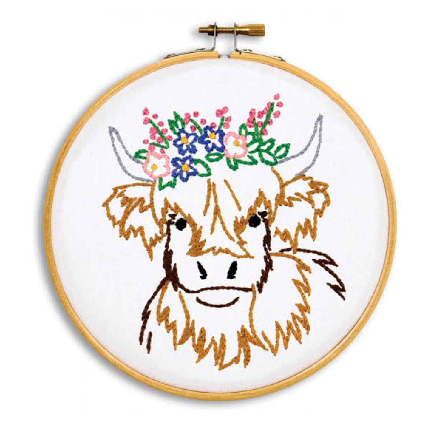 Highland Cow 6" Embroidery Hoop Kit