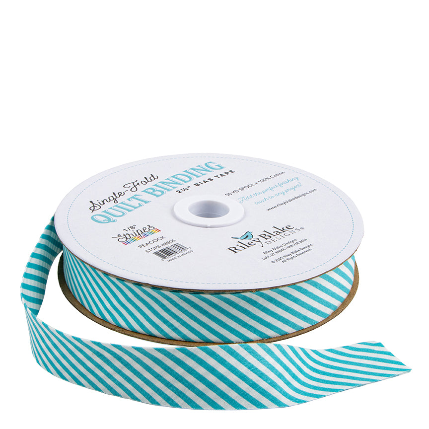 Single Fold Quilt Binding 1/8" Stripe | Peacock