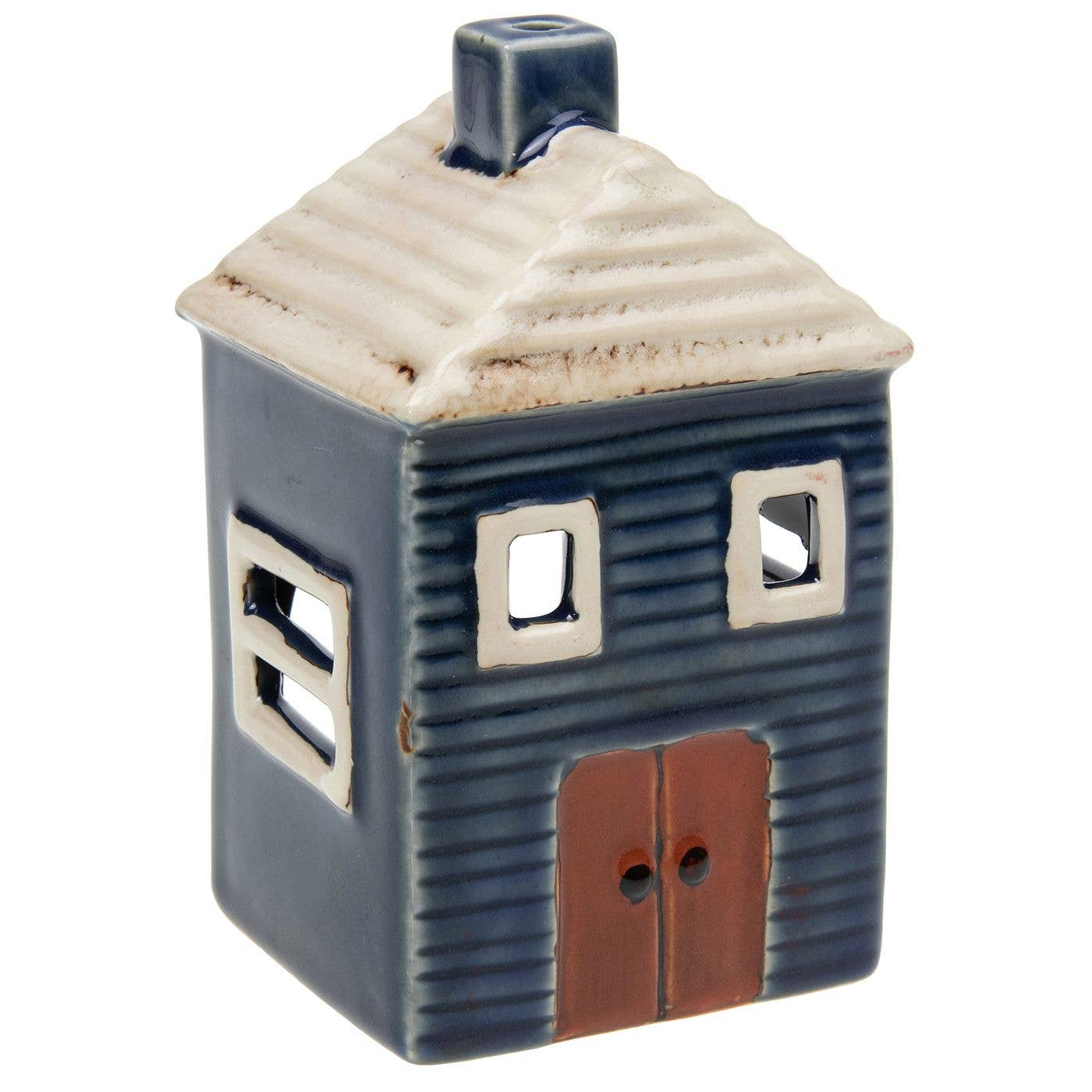 Village Pottery | Tall House Mini Tea light | Dark Blue
