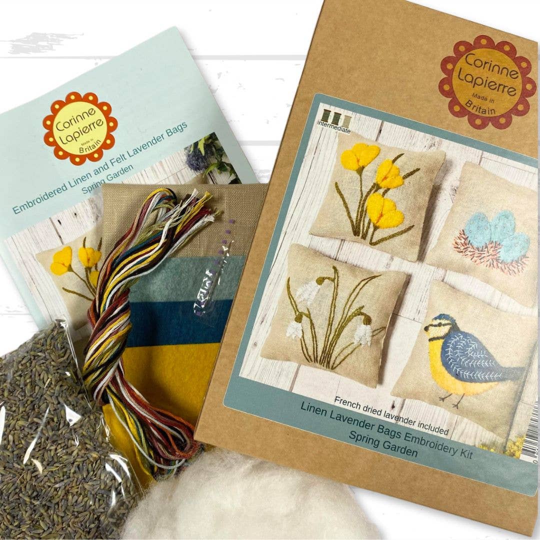 Linen Lavender Bags Embroidery Kit | Spring Garden