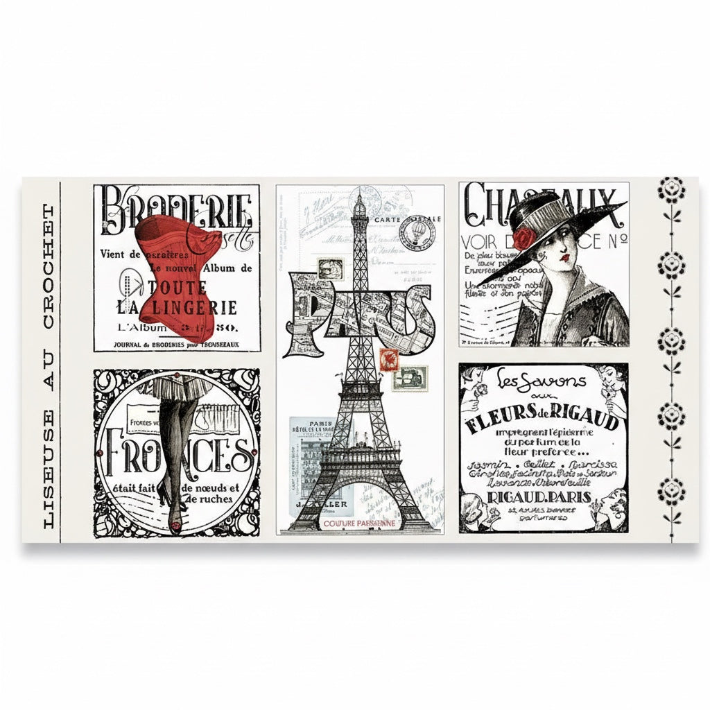 Patchwork with Busyfingers Couturiere Parisienne cream fabric panel featuring vintage French typography and graphics