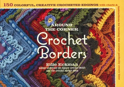 Patchwork with Busyfingers Around the Corner Crochet Borders book cover featuring colorful crochet edge designs