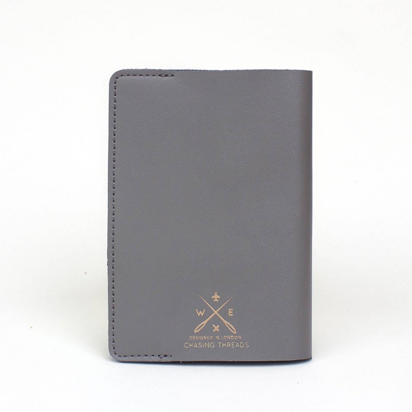 Patchwork with Busyfingers grey faux leather passport holder with embroidered world map design and travel icons.