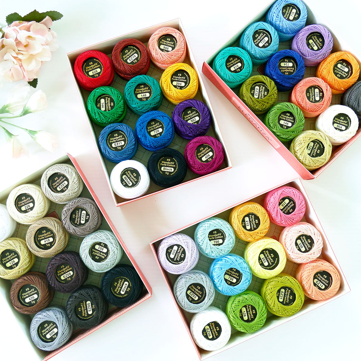 Wonderfil Eleganza #8 Perlen-Baumwollgarn-Packungen