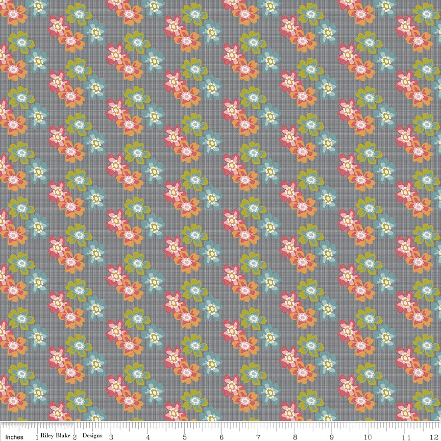 Floral Hues Grey Floral Bouquet