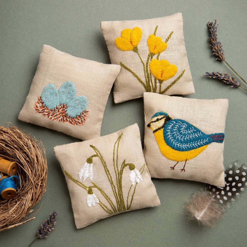 Linen Lavender Bags Embroidery Kit | Spring Garden