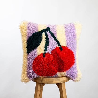 Cherry Ripe | Stripes | Latch Hook Cushion Kit
