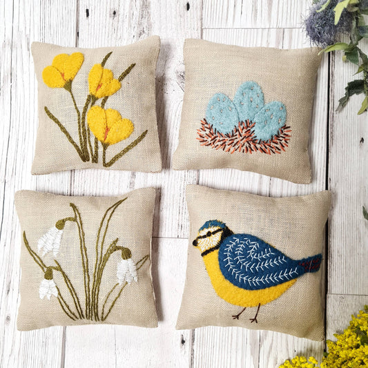 Linen Lavender Bags Embroidery Kit | Spring Garden
