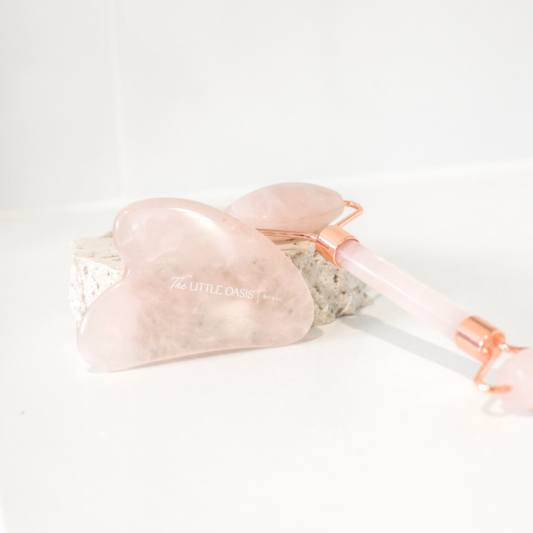 The Little Oasis Bath Co. | Rose Quartz Facial Roller & Gua Sha Set