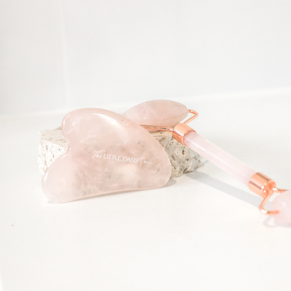 The Little Oasis Bath Co. | Rose Quartz Facial Roller & Gua Sha Set