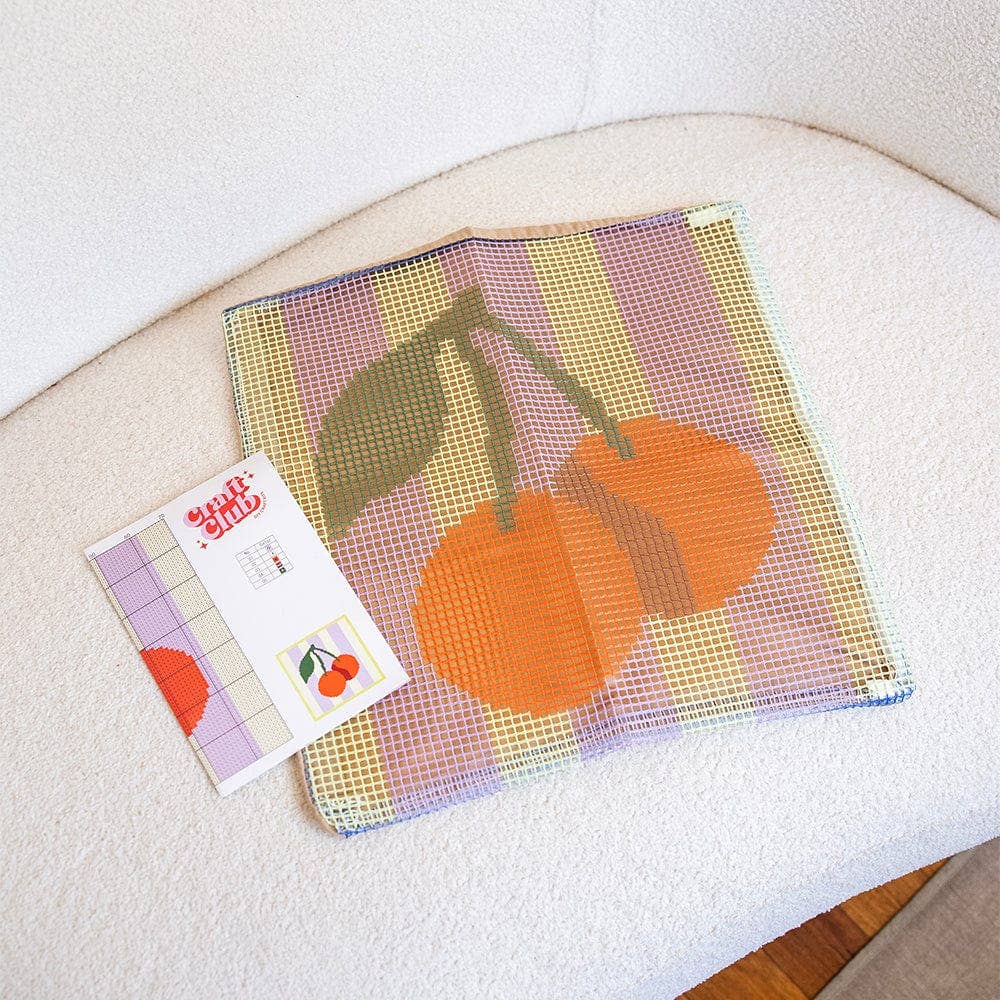 Cherry Ripe | Stripes | Latch Hook Cushion Kit