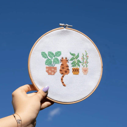 Cat Amongst the Pot Plants | Cross Stitch Kit
