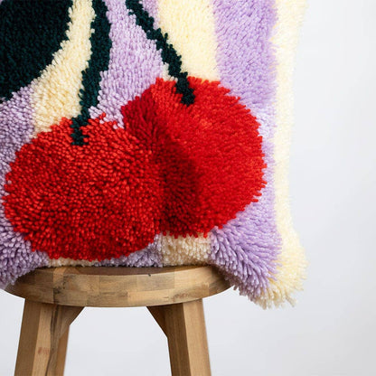 Cherry Ripe | Stripes | Latch Hook Cushion Kit