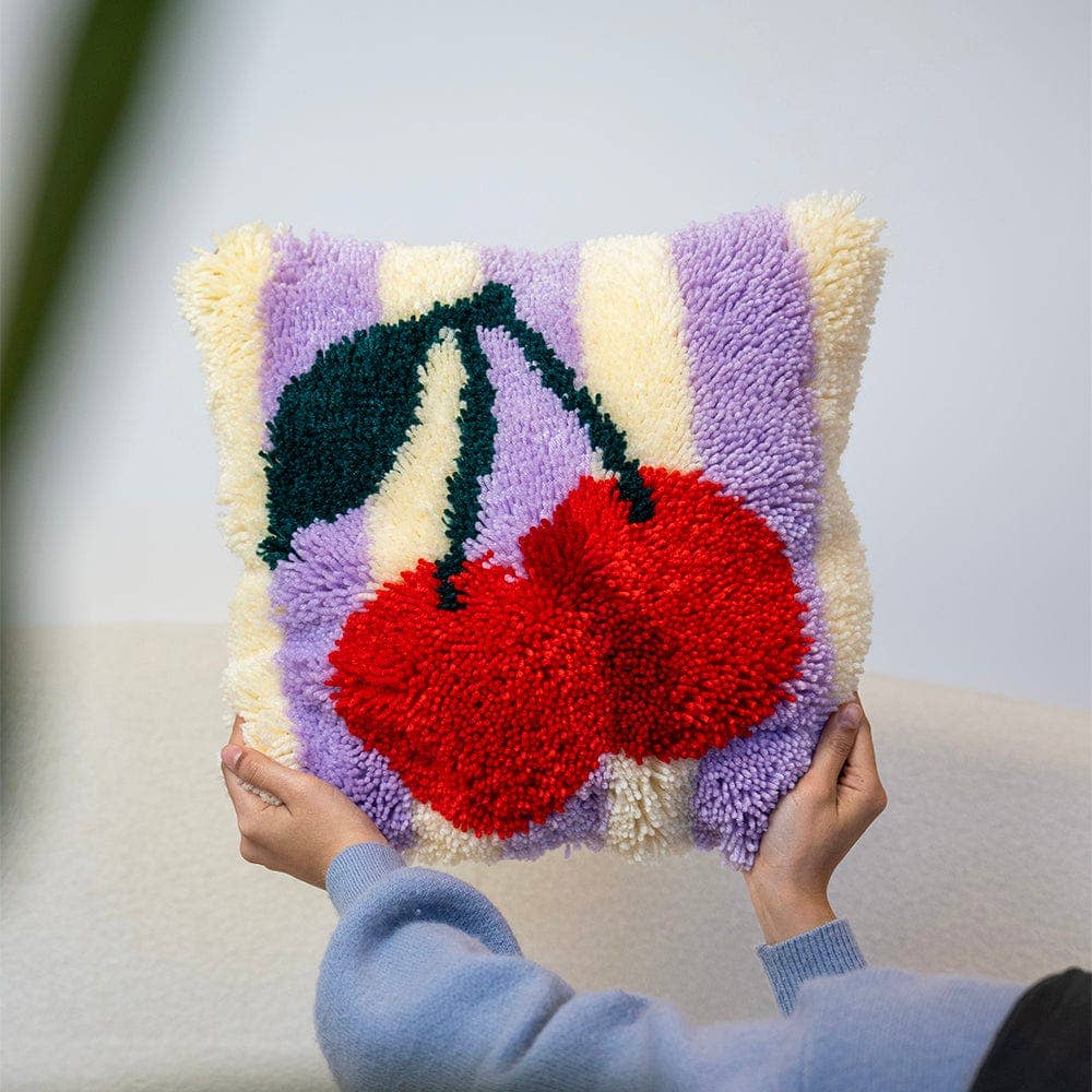 Cherry Ripe | Stripes | Latch Hook Cushion Kit