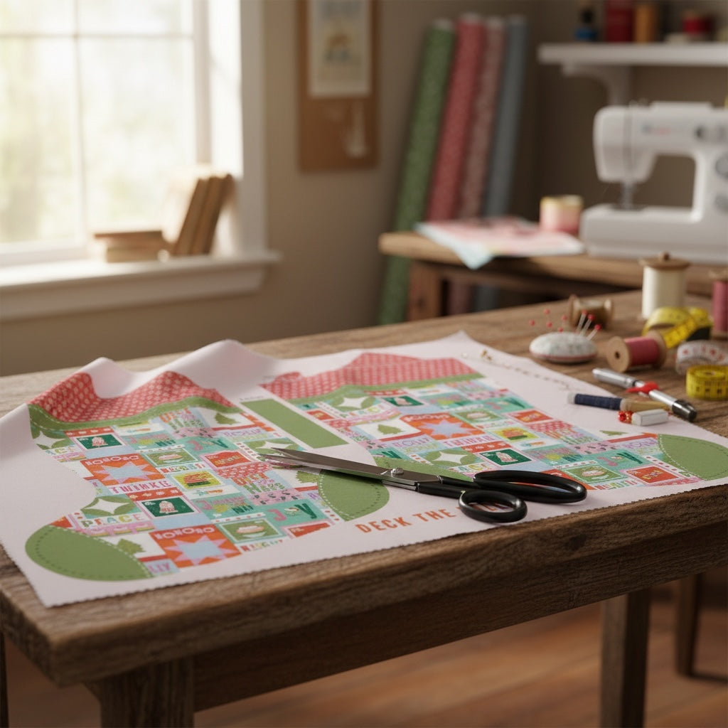 Deck the Halls Large Stocking Panel Red Green