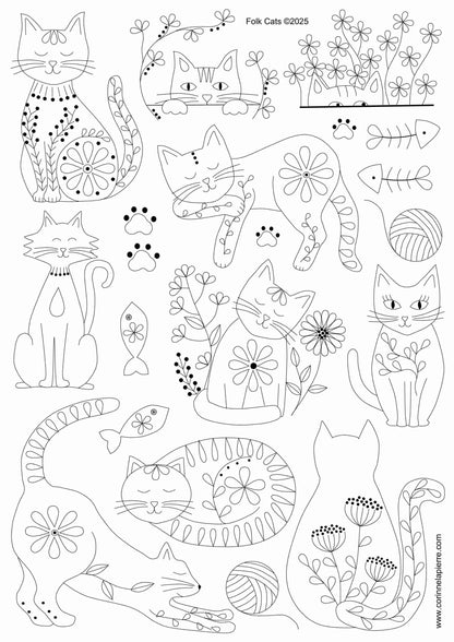 Stick and Stitch Embroidery | Folk Cats