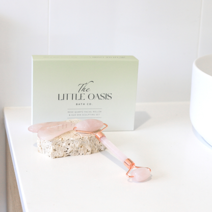 The Little Oasis Bath Co. | Rose Quartz Facial Roller & Gua Sha Set