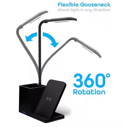 HaHaHome | 3-in-1 Wireless Charger with Pen Holder and Lamp | White