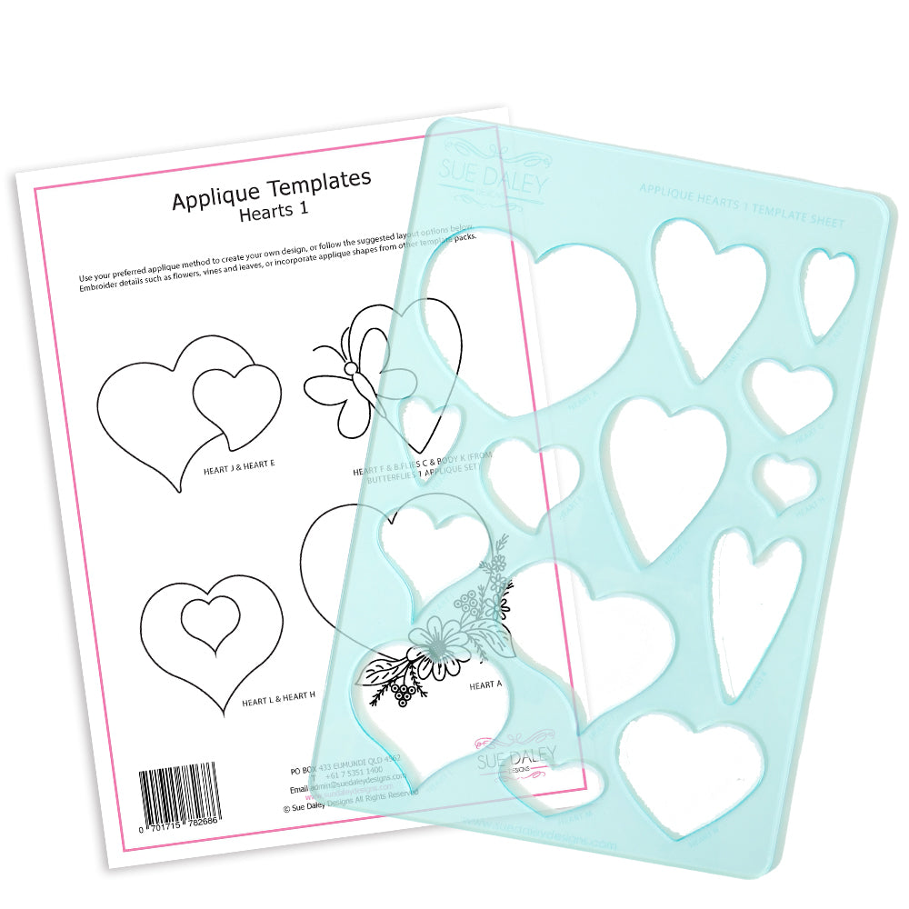 Applique Hearts Template Sheet Patchwork With Busyfingers
