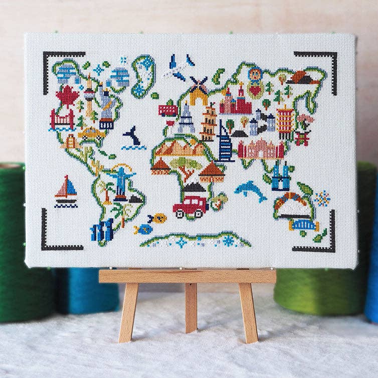 Adventure Awaits World Map | Cross Stitch Kit