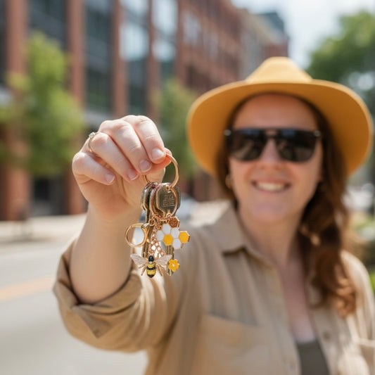 Bee Happy Keyring 12cm