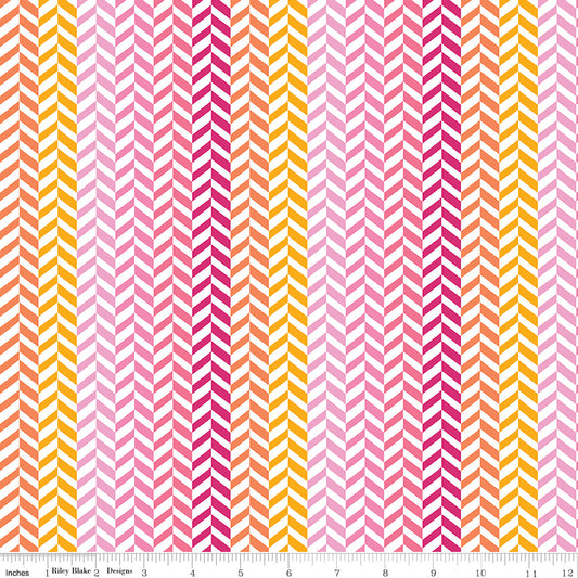 Effervescence Herringbone Pink/Multi 9m Bolt