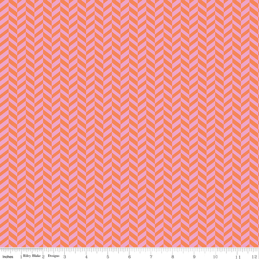 Effervescence Herringbone Pink/Orange