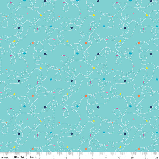 Effervescence Squiggles Aqua 9m Bolt