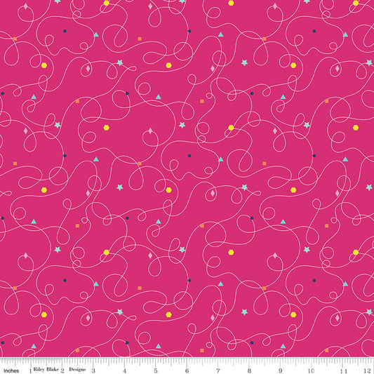 Effervescence Squiggles Hot Pink 9m Bolt