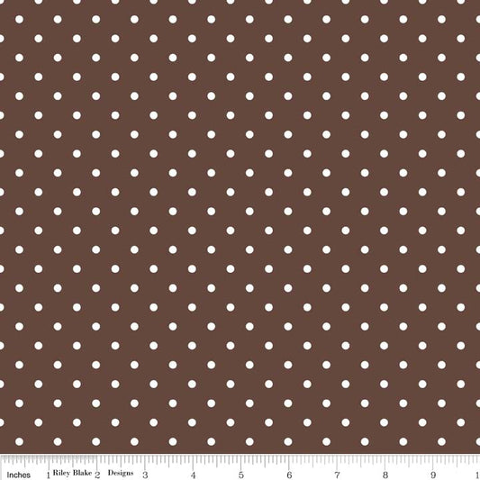 Swiss Dot White on Brown