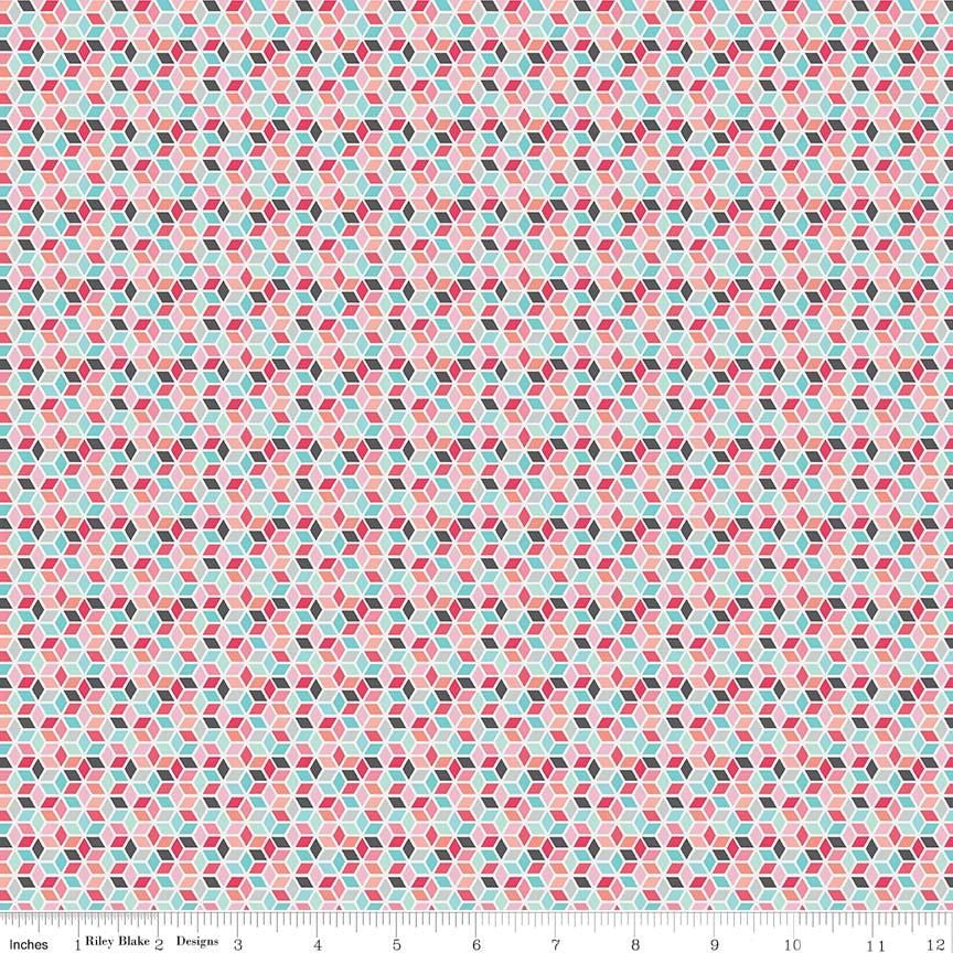 Paper Daisies Geometric Pink 9m Bolt