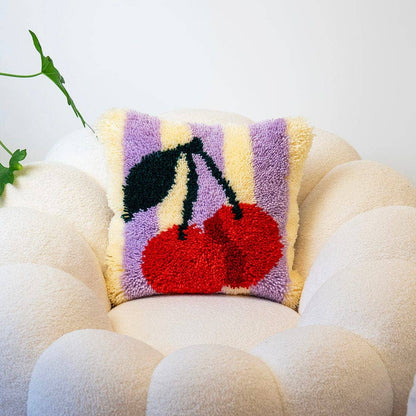 Cherry Ripe | Stripes | Latch Hook Cushion Kit
