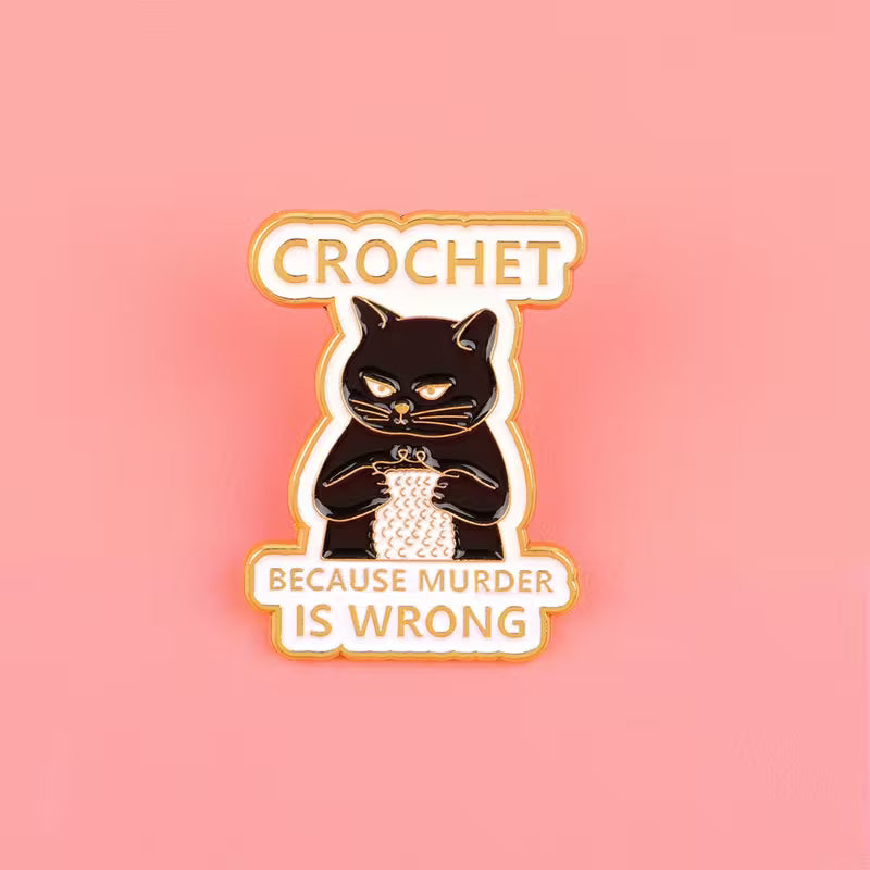 Crochet Cat Enamel Pin