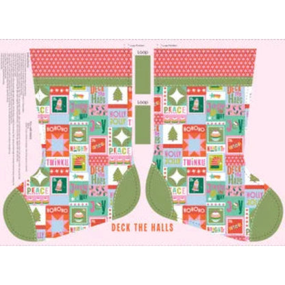 Deck the Halls Large Stocking Panel Red Green