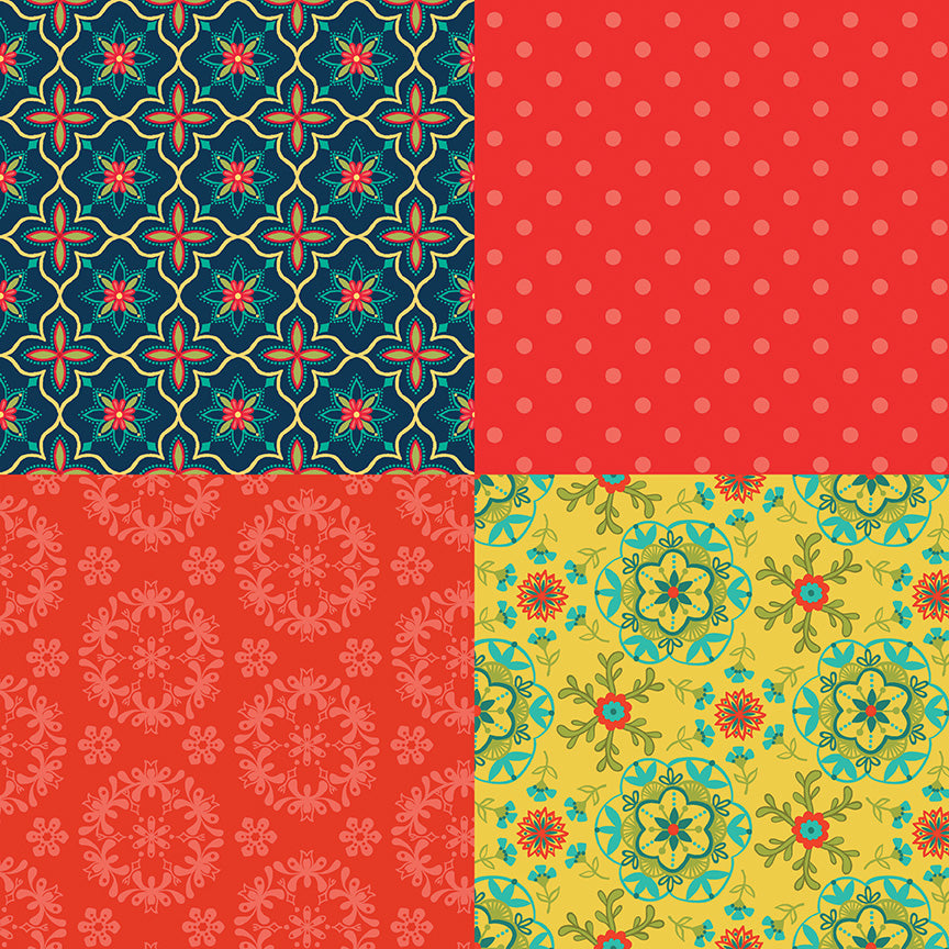 Wildflower Boutique FQ Panel Red