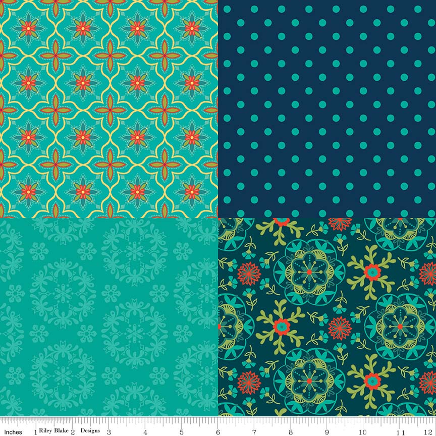 Wildflower Boutique FQ Panel Teal