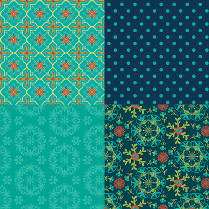 Wildflower Boutique FQ Panel Teal