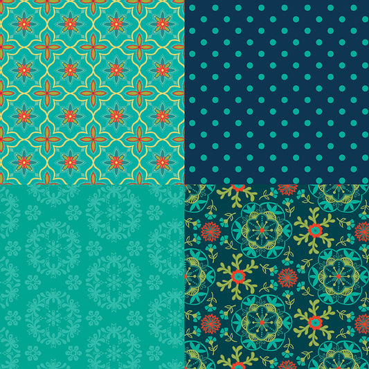 Wildflower Boutique FQ Panel Teal