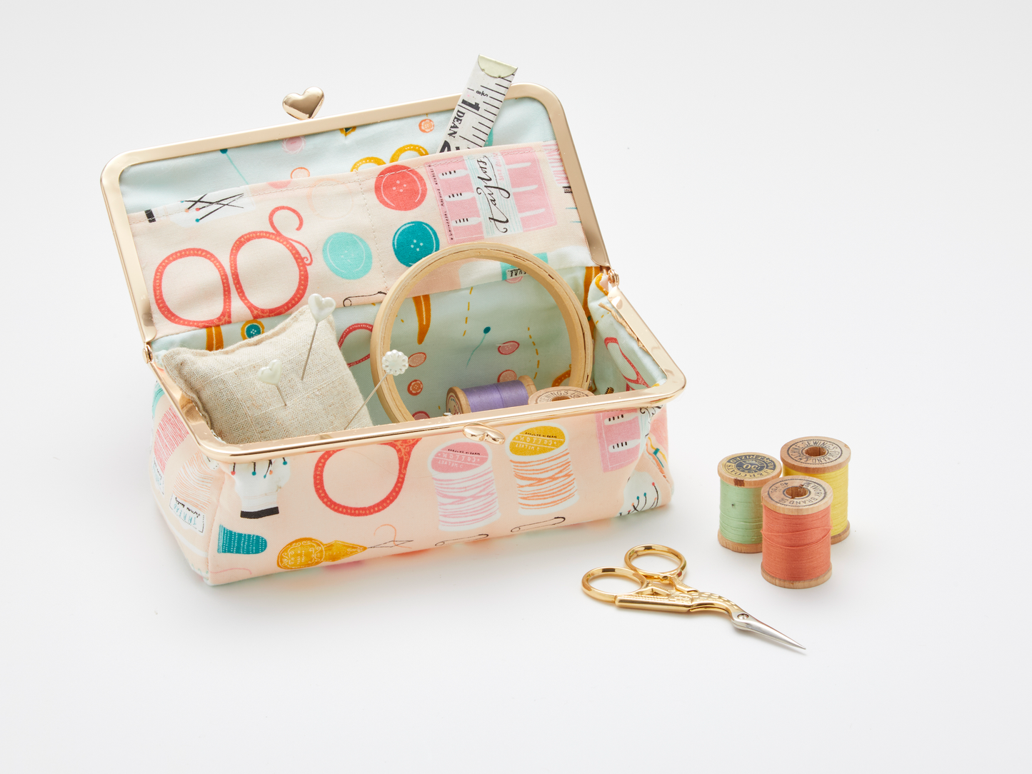 Heart Clasp Sewing Box Pattern & Hardware