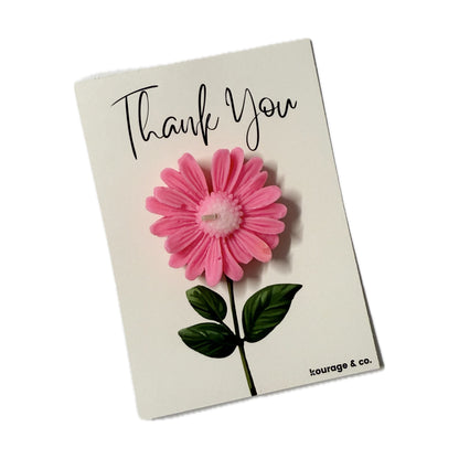Kourage & co | Daisy Candle Thank you Card | Pink Daisy - Japanese Honeysuckle