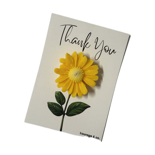 Kourage & co | Daisy Candle Thank you Card | Yellow Daisy - Japanese Honeysuckle