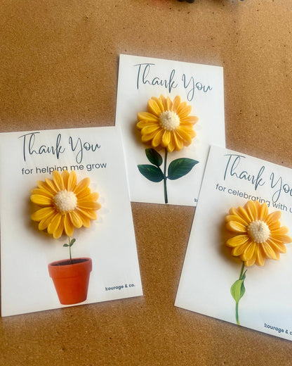 Kourage & co | Daisy Candle Thank you Card | Pink Daisy - Japanese Honeysuckle