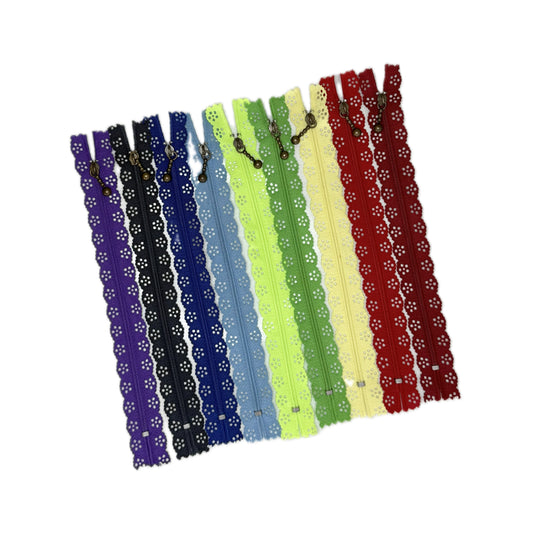 Lace Zipper 20cm 9pc Pack