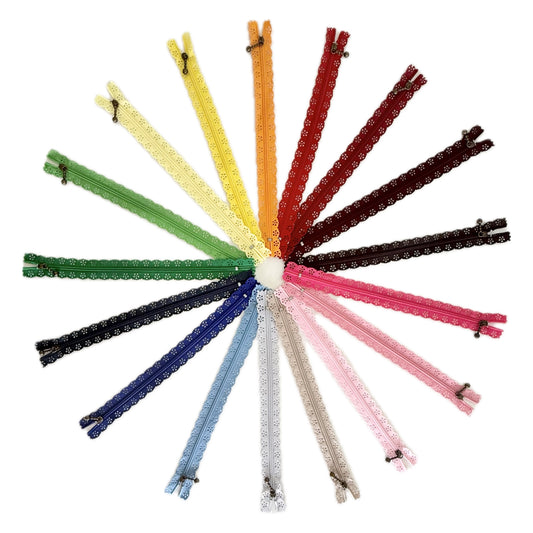 Lace Zipper 25cm 14pc Pack